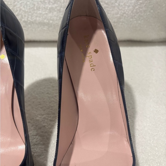 Kate Spade Blue Croc-Embossed Heels - Picture 4 of 8